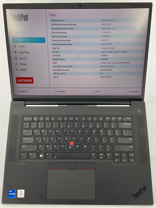 Lenovo ThinkPad P1 Gen 4 16" Core i7-11800H 512GB 16GB B Win 11 Pro T1200 *READ*